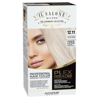Il Salone Milano Plex Rebuilder Permanent Hair Color Cream - 12.11 Silver Platinum Professional Hair Dye Kit for a Natural Gloss &amp; Glaze - Paraffin, Paraben, and Alcohol Free