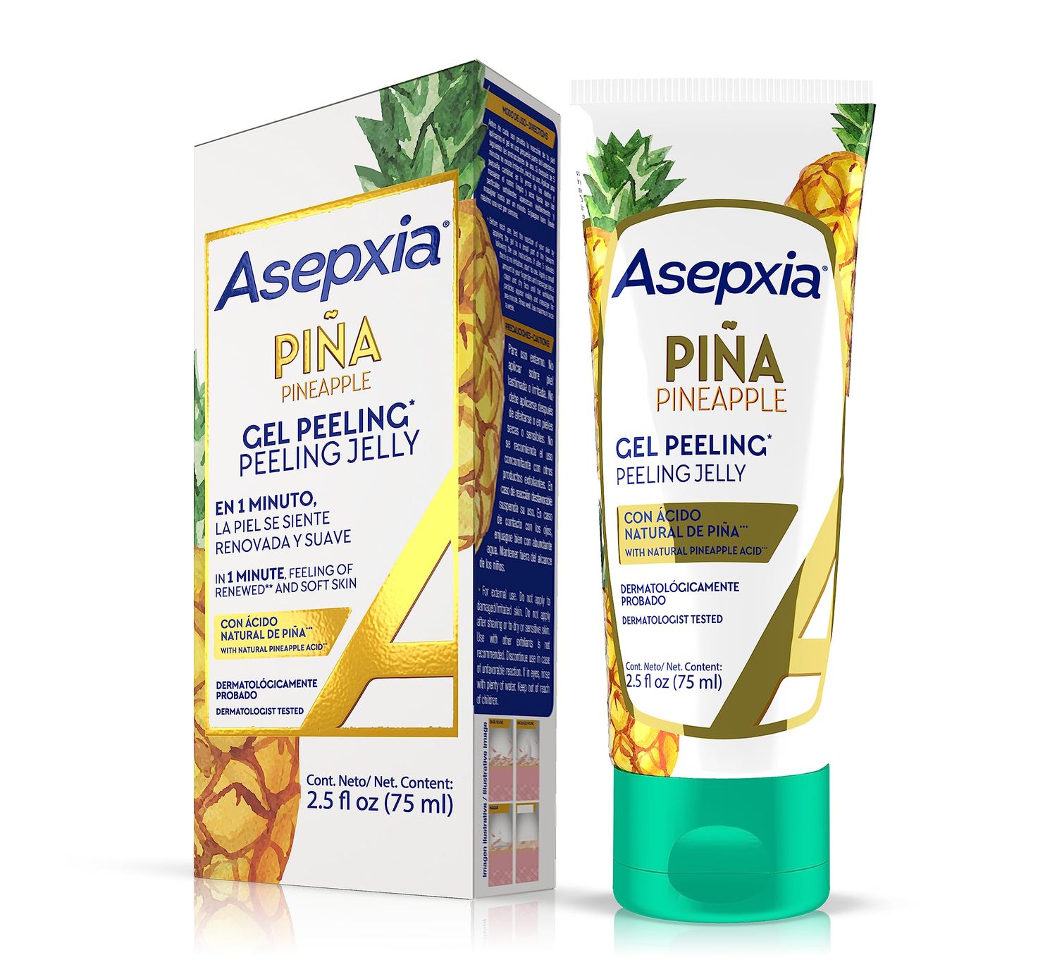 Asepxia Face Peel, Facial Exfoliator Peeling Jelly with Natural Pineapple Enzyme, Non-Abrasive Gentle, Hydrating, Cleansing &amp; Exfoliating Gel-Based Skin Care, 2.5 ounce