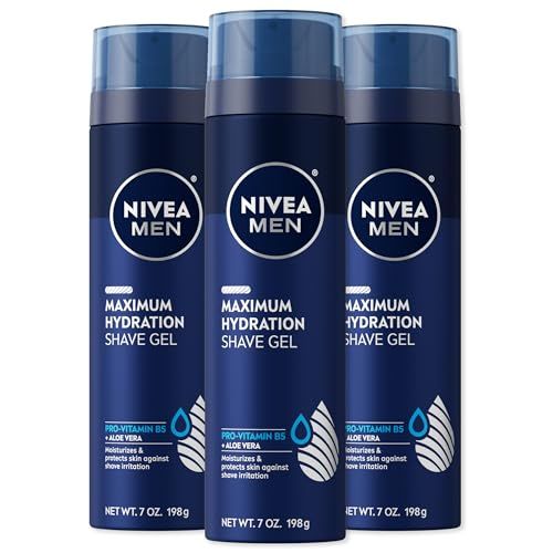 NIVEA MEN Maximum Hydration Shave Gel with Aloe Vera and Provitamin B5, 3 Pack of 7 Oz Cans