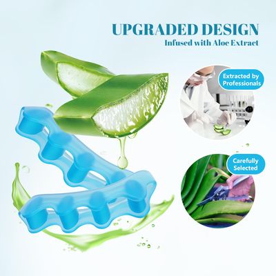 Promifun Gel Toe Separators for Toe Alignment - Silicone Toe Spacers for Bunions - Toe Spreaders for Straightening Overlapping Toes - Big Toe Corrector for Women & Men (2 Pairs, Blue)