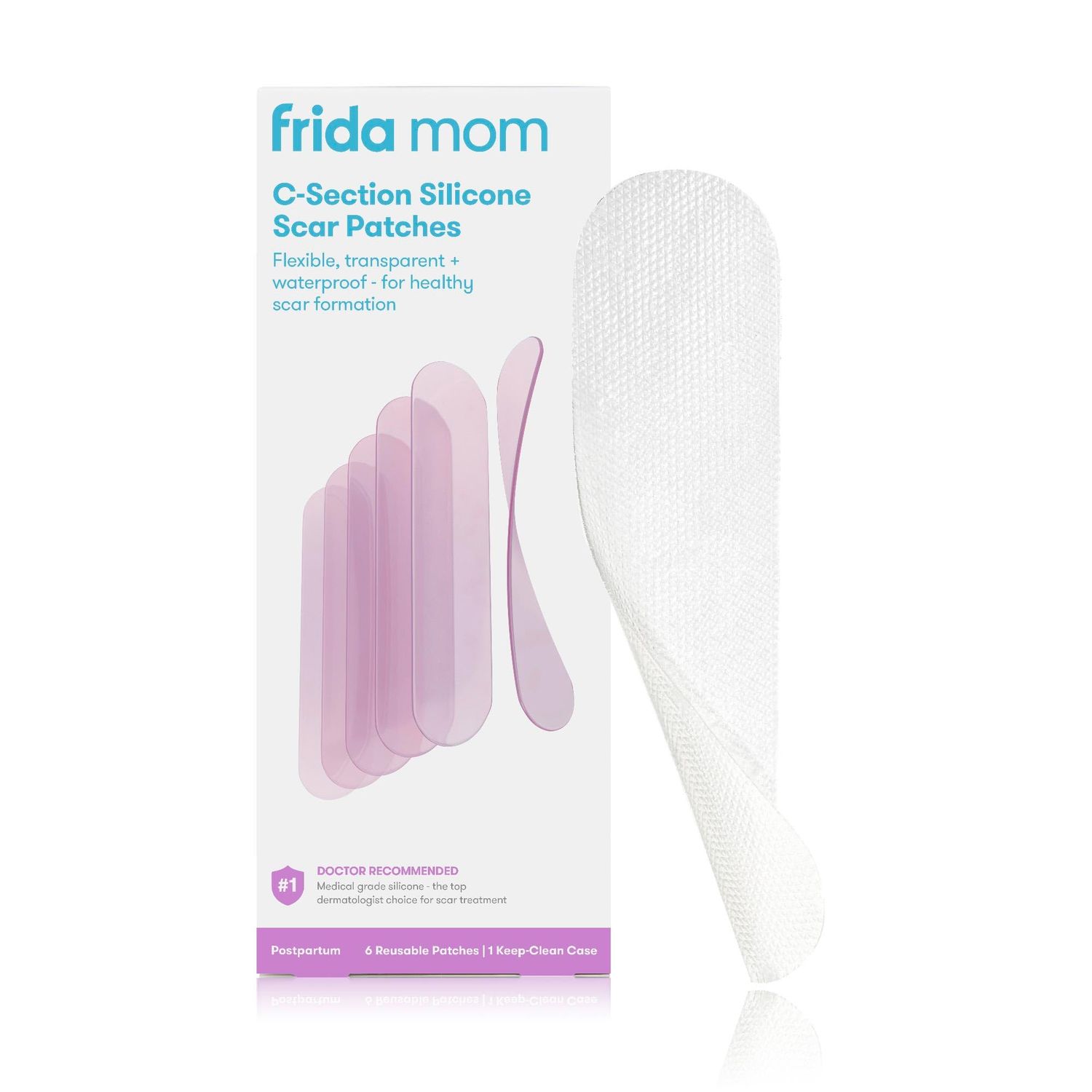 Frida Mom C-Section Silicone Strips, C-Section Recovery Must Have Scar Patches, Reusable Medical Grade Treatment for Keloid Scars, Includes Case &amp; Pouch