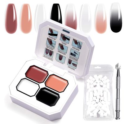 U-Shinein Gradient Painting Gel, 4 Colors Ombre Gel Nail Polish with Nail Sponges &amp; 4 Claws Metal Grabber Sponging for Ombre Nails Aura Nails French Manicure Soak Off UV DIY Nail Art Palette A