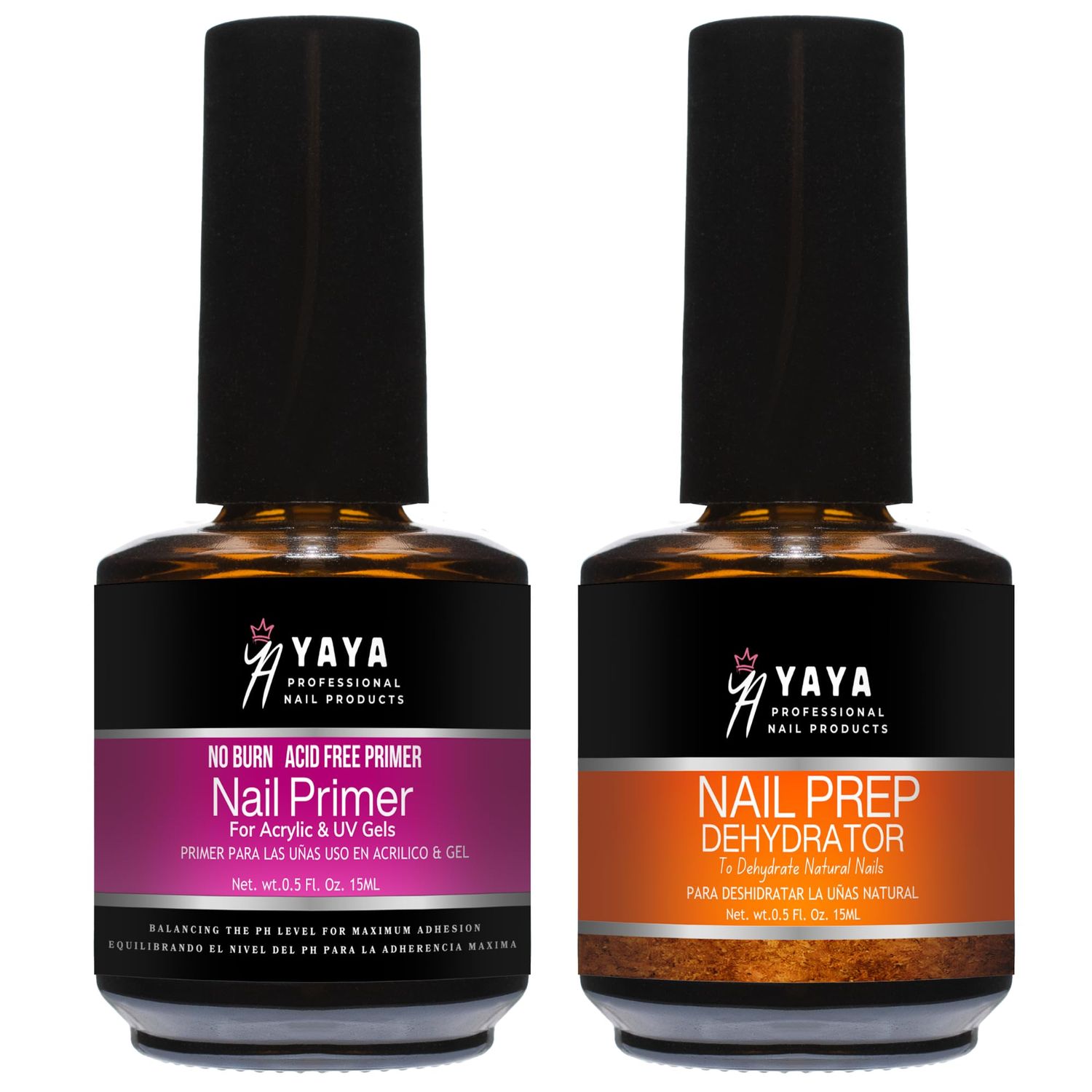YAYA NAILS Dehydrator and Primer, Acid Free Natural Nail Prep Kit, Acrylic Nail Supplies Bond Primer Set