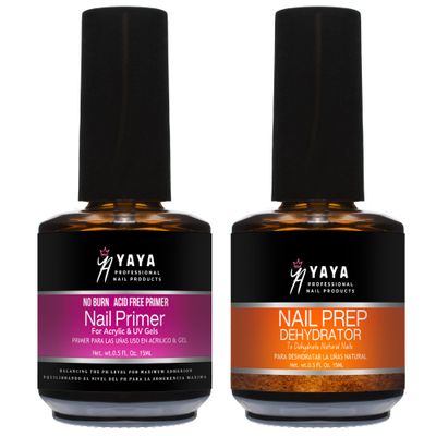 YAYA NAILS Dehydrator and Primer, Acid Free Natural Nail Prep Kit, Acrylic Nail Supplies Bond Primer Set