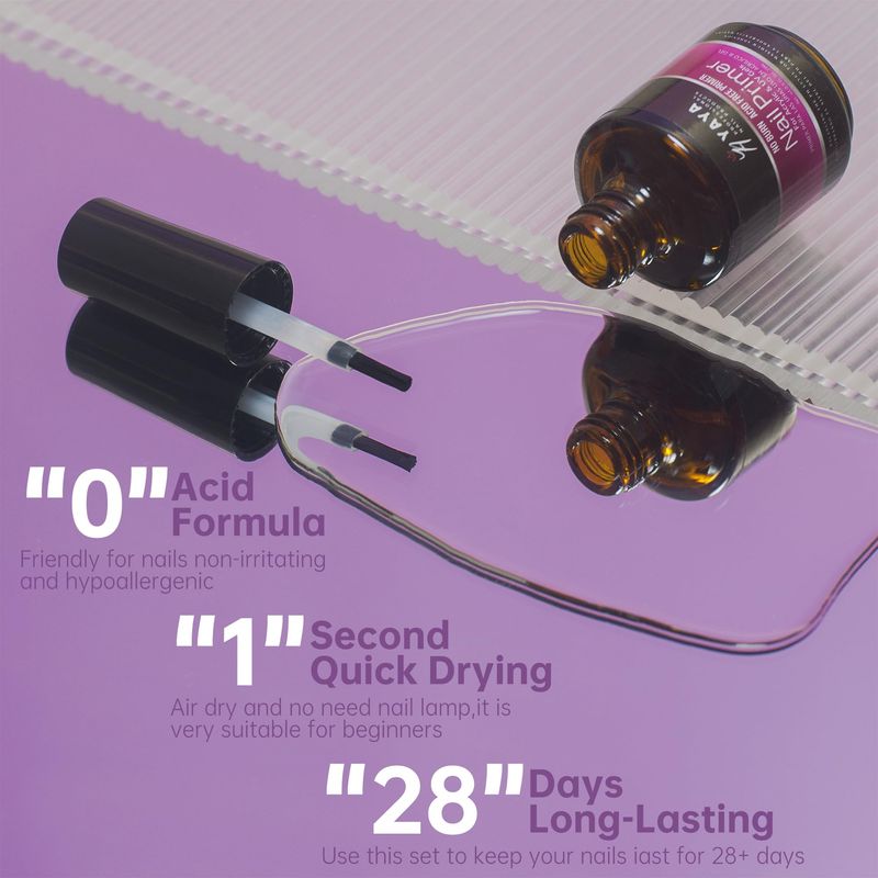 YAYA NAILS Dehydrator and Primer, Acid Free Natural Nail Prep Kit, Acrylic Nail Supplies Bond Primer Set