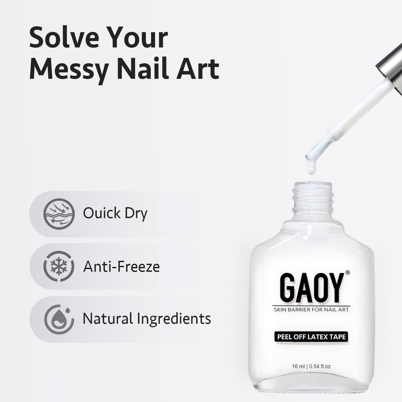 GAOY Liquid Latex for Nails, 16ml Peel Off Cuticle Guard with Stick, Skin Barrier Protector Latex Tape for Nail Polish Nail Art DIY