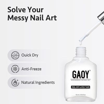 GAOY Liquid Latex for Nails, 16ml Peel Off Cuticle Guard with Stick, Skin Barrier Protector Latex Tape for Nail Polish Nail Art DIY
