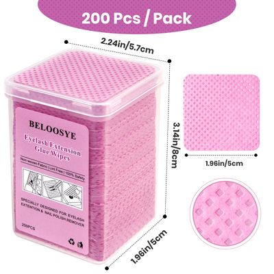 400 PCS Lint Free Nail Wipes, Eyelash Extension Glue Wipes, Super Absorbent Soft Non-woven Fabric Lash Glue Wipes, Nail Polish Remover Wipes for Lash Extension Supplies &amp; Nail Polish Bottle(Pink)