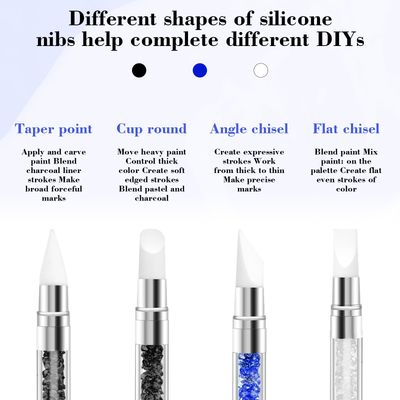 YQQYG 3PCS Silicone Nail Brush, Dual Tipped Nails Carving Tool, Rhinestone Nail Art Sculpture Pen, Nail Design 3D Nail Gel Art Tools for Sculpting Gel Shaping Nail Foil Drawing