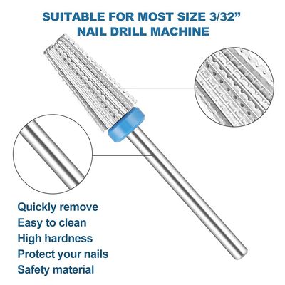 YEPPOM Carbide 5 in 1 Nail Drill Bit - Safety Remove Acrylic or Hard Gel, 3/32 Shank Size for Electric Nail File Machine, 2 Way Rotate Use for both Left to Right Handed (Medium)