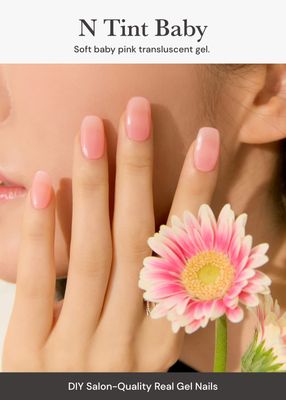 ohora Semi Cured Gel Nail Strips (N Tint Baby) - Pink, Tint, Works with Any UV/LED Lamps, Salon-Quality, Long Lasting, Easy to Apply &amp; Remove - Includes 2 Prep Pads, Nail File &amp; Wooden Stick