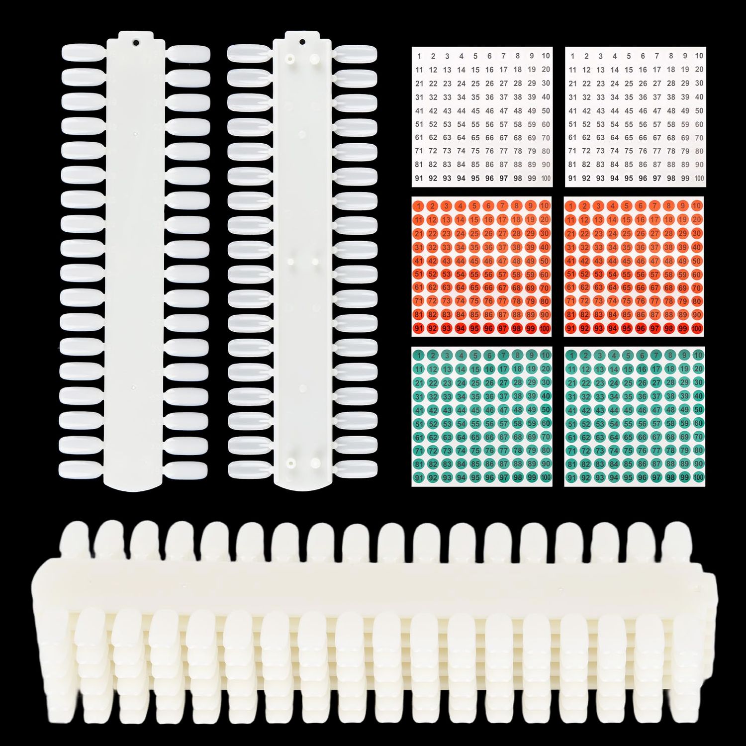 Tbestmax 3 Sets 216 Tips Nail Color Swatch, Double Layer Tips Clear Nail Color Display Palette Paint Practice Chart Swatches