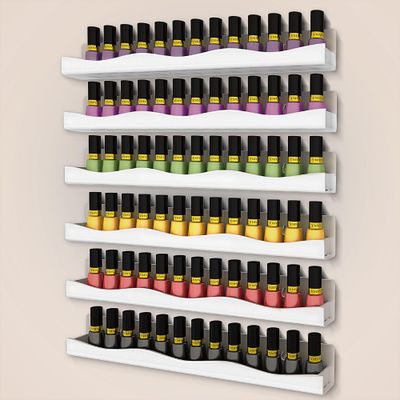 YMVV 15 Nail Polish Racks Wall Mounted Shelf,6 Pack White Acrylic Nail Polish Organizer Nail Supplies for Nail Techs,Great Display for Salons Retailers