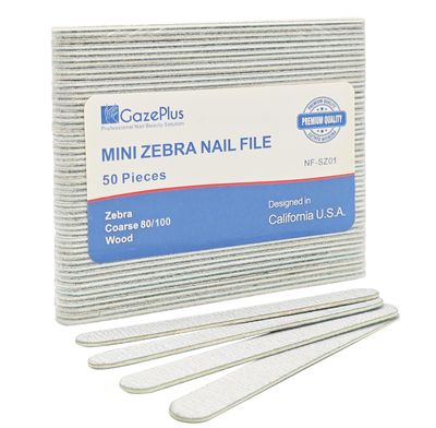 GazePlus Nail Files, 50 PCS Fingernail Files 80/100 Grit Double Sided Emery Boards for Natural Nails - Professional Nail File Bulk Washable Manicure Tool Travel Size