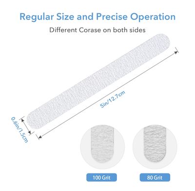GazePlus Nail Files, 50 PCS Fingernail Files 80/100 Grit Double Sided Emery Boards for Natural Nails - Professional Nail File Bulk Washable Manicure Tool Travel Size