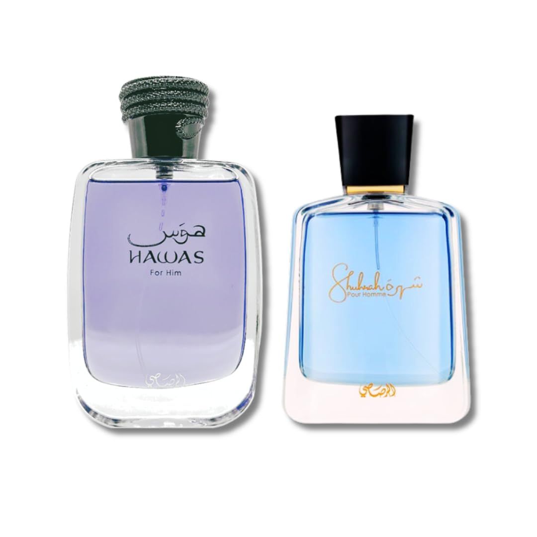 RASASI Hawas For Him EDP 100ML (3.4Oz) &amp; Shuhrah Pour Homme EDP 90 ML (3.0 oz)