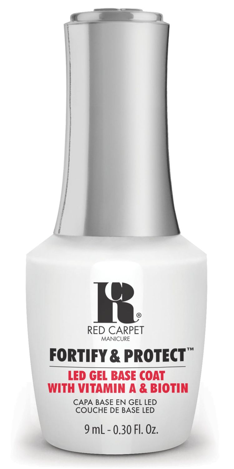 RC Red Carpet Manicure Fortify &amp; Protect LED Gel Base Coat - Strengthens Nails with Vitamin A &amp; Biotin, Prevents Brittleness, Long-Lasting Gel Nail Protection for Healthier, Stronger Nails (0.3 Fl Oz)