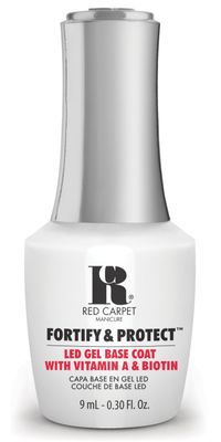 RC Red Carpet Manicure Fortify &amp; Protect LED Gel Base Coat - Strengthens Nails with Vitamin A &amp; Biotin, Prevents Brittleness, Long-Lasting Gel Nail Protection for Healthier, Stronger Nails (0.3 Fl Oz)