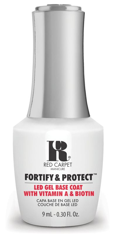 RC Red Carpet Manicure Fortify &amp; Protect LED Gel Base Coat - Strengthens Nails with Vitamin A &amp; Biotin, Prevents Brittleness, Long-Lasting Gel Nail Protection for Healthier, Stronger Nails (0.3 Fl Oz)
