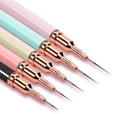 JASSINS Nail Art Liner Brushes, 5Pcs Gel Polish Painting Art Design Pen Set Striping Brushes for Thin Long Lines, Tiny Details, Fine Drawing, Delicate Coloring Sizes 7/9/11/15/25mm