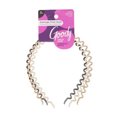 GOODY Ouchless Zig-Zag Womens Headbands - 3 Ct, Warm Tones, Damage-Free Hold, All-Day Comfort Headbands for Women &amp; Men, Everyday Hair Accessories, For All Occasions, For Thick Hair