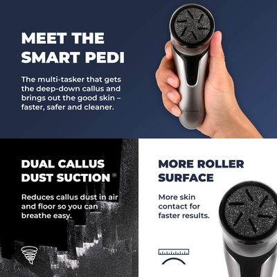 Electric Foot Callus Remover with Vacuum - Own Harmony Professional Pedicure Tools Kit for Powerful Pedi Feet Care Vac, Electronic Foot File CR2100, Best for Hard, Dry, Cracked, Dead Skin (3 Rollers)