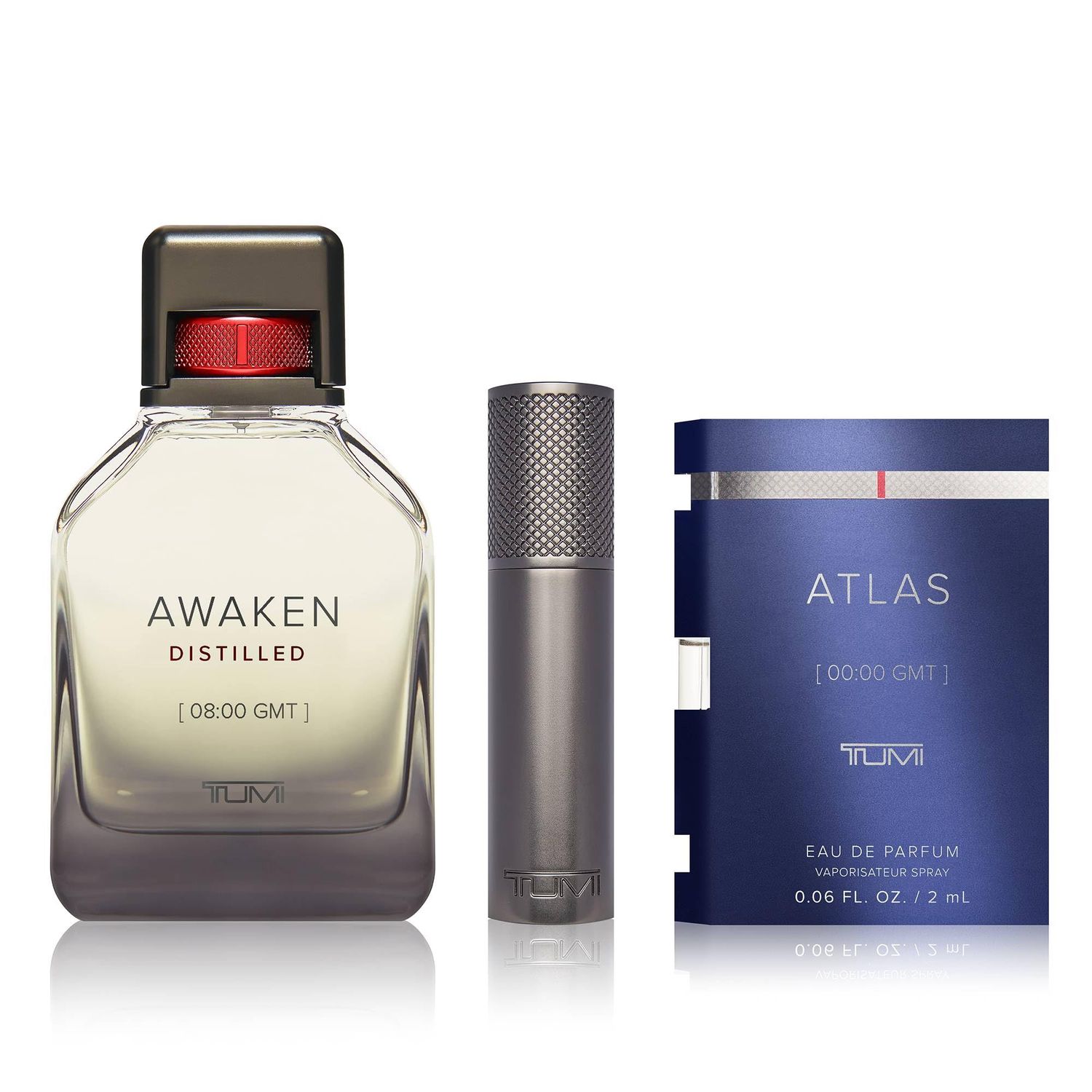 TUMI Awaken Distilled 08:00 GMT - Extrait De Parfum For Men - Stimulating Cologne with Woody Notes - Bundle Collection