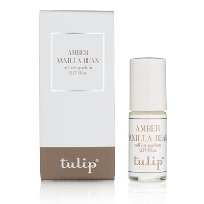 Tulip Amber Vanilla Bean Roll-On Perfume Oil - Warm Vanilla &amp; Soft Amber Fragrance - Cozy, Clean, Vegan Perfume for Women - Travel-Friendly - 0.33 fl oz