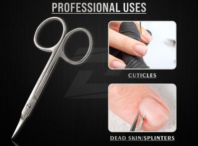 ZIZZLON Professional Cuticle Scissors Extra Fine Curved with Precise Pointed Tip - Long Lasting Sharp Nickel Plated for Manicure and Pedicure - German Quality Multipurpose Grooming Scissors