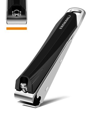 EBEWANLI Straight Nail Clipper, Stainless Steel Toenail Clippers for Thick Toenails or Ingrown Toe Nails with Catcher, Large Fingernail Cutter Trimmer Built in Nail File for Seniors, Men, Women