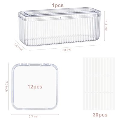 LONTOHCE Press On Nail Orgnizer 12pcs 3.3inch Clear nail storage box and 1 large storage box for Press On Nail Packaging and fake Nail Storage Nail Display with double sided tape.