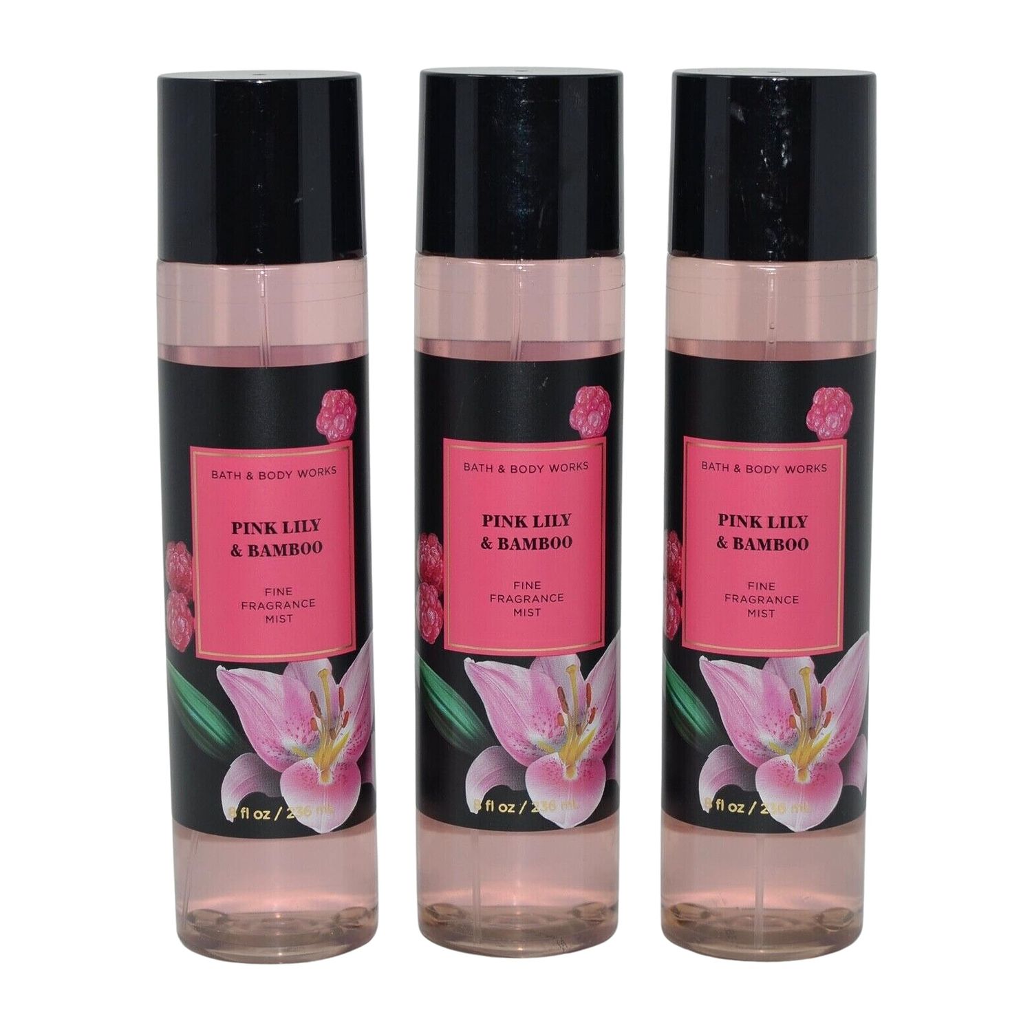 Bath &amp; Body Works Fragrance Mist 3-Pack 8oz Each (Pink Lily and Bamboo)
