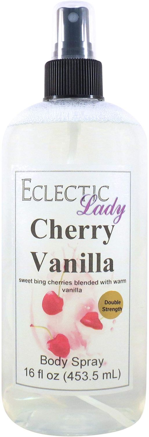 Eclectic Lady Cherry Vanilla Body Spray, Double Strength, 16 ounces, Body Mist for Women with Clean, Light &amp; Gentle Fragrance, Cologne with Soft, Subtle Aroma For Daily Use
