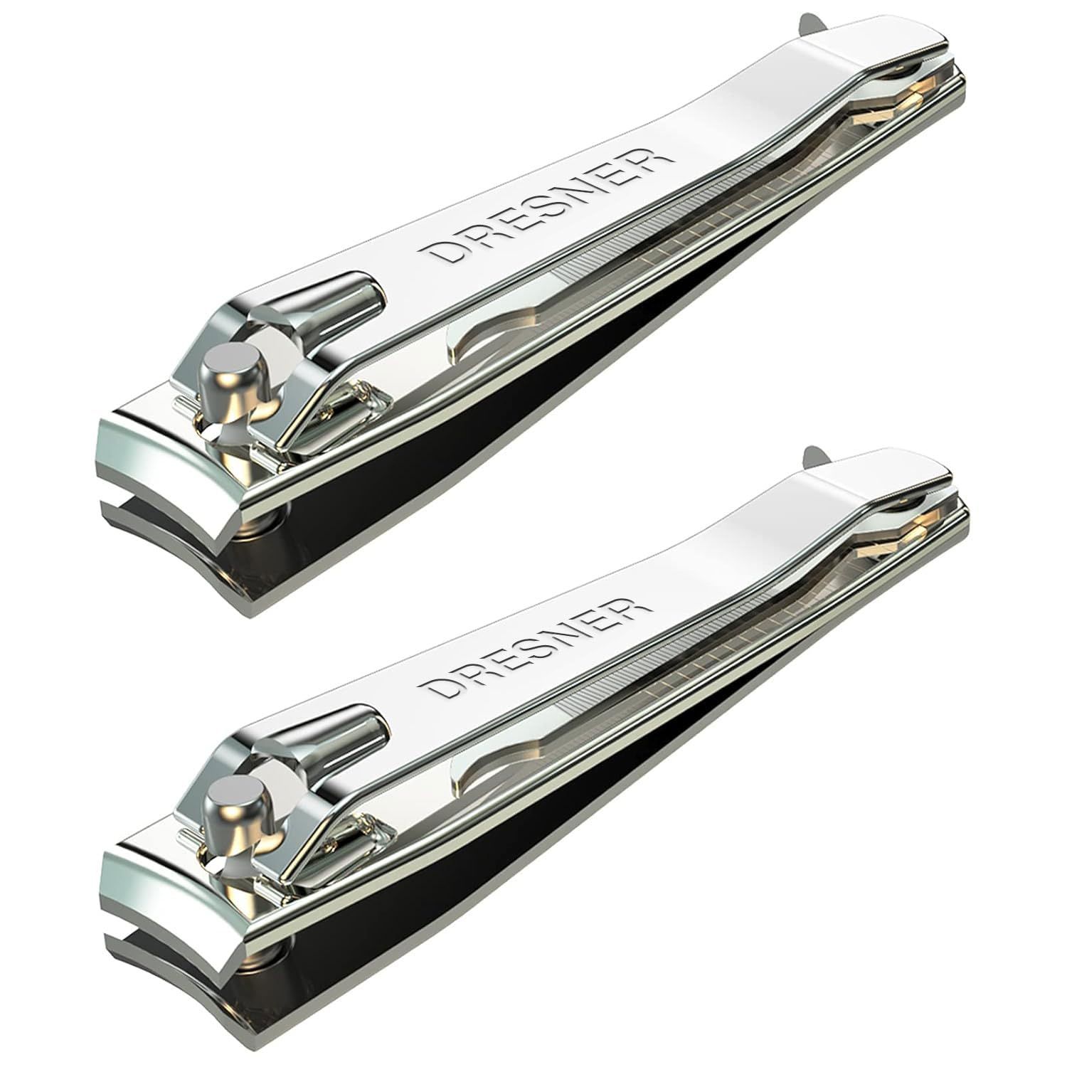 2PCS Stainless Steel Nail Clippers Set, Professional Fingernail and Toenail Clippers Wide Easy Press Lever Nail Trimmer with Swing Out Cleaner File for Men and Women