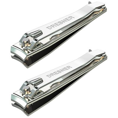 2PCS Stainless Steel Nail Clippers Set, Professional Fingernail and Toenail Clippers Wide Easy Press Lever Nail Trimmer with Swing Out Cleaner File for Men and Women