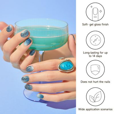 DUKASOU Semi Cured Gel Nail Strips, Stars Shine | 28 pcs Gel Nail Strips Work with Any UV Lamp, Salon Quality UV Nails Stickers, Easy to Apply for Home Nails DIY