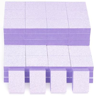 GazePlus Nail Buffer Block, 100 PCS Mini Buffers, 2 Way Coarse Grit 80/100, 1.3 inch Long, Small Buffing Kits for Acrylic Nail Gel Polish Nails, Pedicure, Manicure, Purple