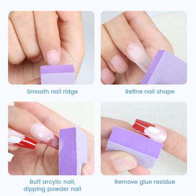 GazePlus Nail Buffer Block, 100 PCS Mini Buffers, 2 Way Coarse Grit 80/100, 1.3 inch Long, Small Buffing Kits for Acrylic Nail Gel Polish Nails, Pedicure, Manicure, Purple
