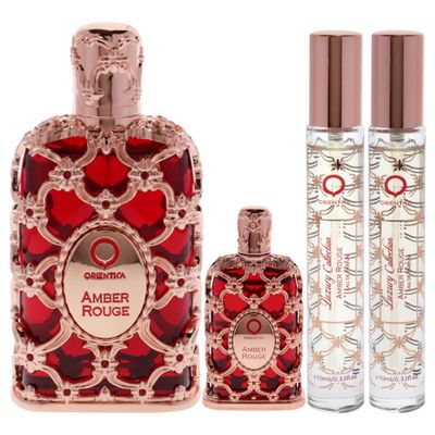 Orientica Amber Rouge for Women - 4 Pc Gift Set 2.7oz EDP Spray, 7.5ml EDP Spray, 2 X 10ml EDP Spray
