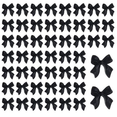Bow Nail Charm, 3D Bow Nail Decoration Resin Bow Nail Rhinestones Bowknot, Black Nail Charms for Phone Cases Scrapbooks Envelope Cards Making