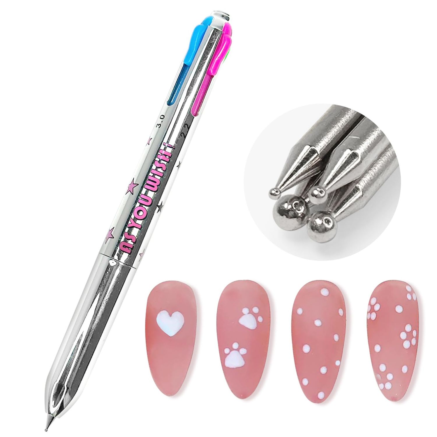 Nail Dotting Pen in Ballpoint Pen Design, Tiny Paint Brushes Liner Brush for Nails Gel, Uv Gel, Rhinestone Precision Tools for Manicure DIY,YGJ-010