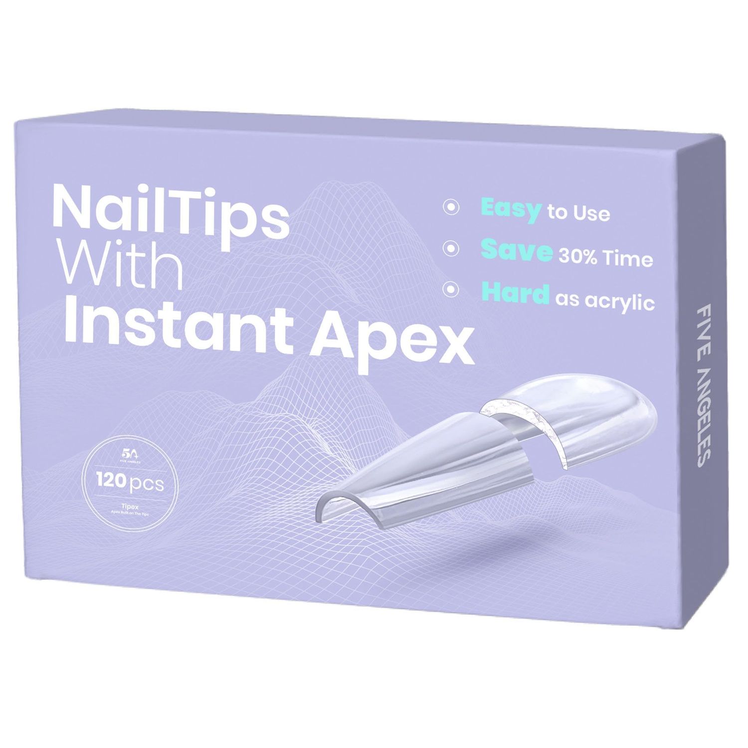 Angeles Tipex Instant Apex Nail Tips: Long Coffin, Full Cover Gel, Thicker Acrylic, Strong Hard Clear Pre-etched Press-on Nails