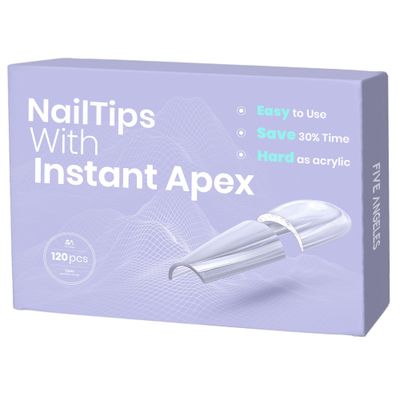 Angeles Tipex Instant Apex Nail Tips: Long Coffin, Full Cover Gel, Thicker Acrylic, Strong Hard Clear Pre-etched Press-on Nails