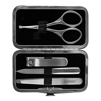 Kershaw Mens Stainless Steel Manicure Set, 4-Piece with Case (KMCURE), Regular