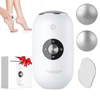 Electric Foot Callus Removers Rechargeable,Portable Electronic Foot Filer, Electric Callus Remover Kit,Professional Pedi Feet Care Perfect for Dead,Hard Cracked Dry Skin Ideal Gift(2 Grinding Heads)