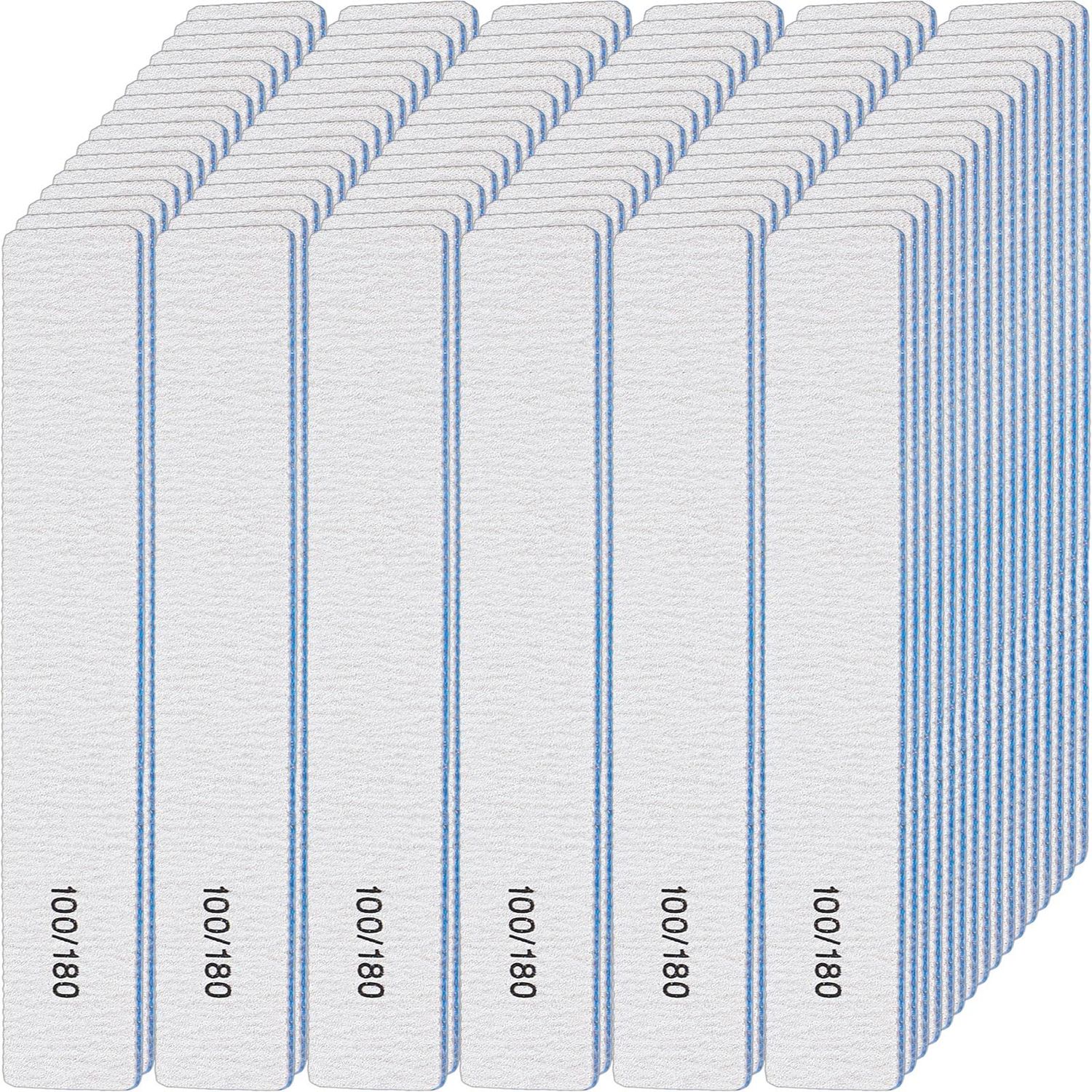 Lanties 200 Pcs 100/180 Grit Nail Files, Reusable Nail File Double Sided Emery Boards for Acrylic and Gel Nails, Professional Fingernail Files Manicure Tools for Filers Salons Home Pedicure Beauty