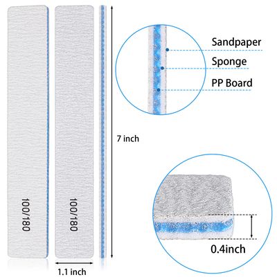 Lanties 200 Pcs 100/180 Grit Nail Files, Reusable Nail File Double Sided Emery Boards for Acrylic and Gel Nails, Professional Fingernail Files Manicure Tools for Filers Salons Home Pedicure Beauty
