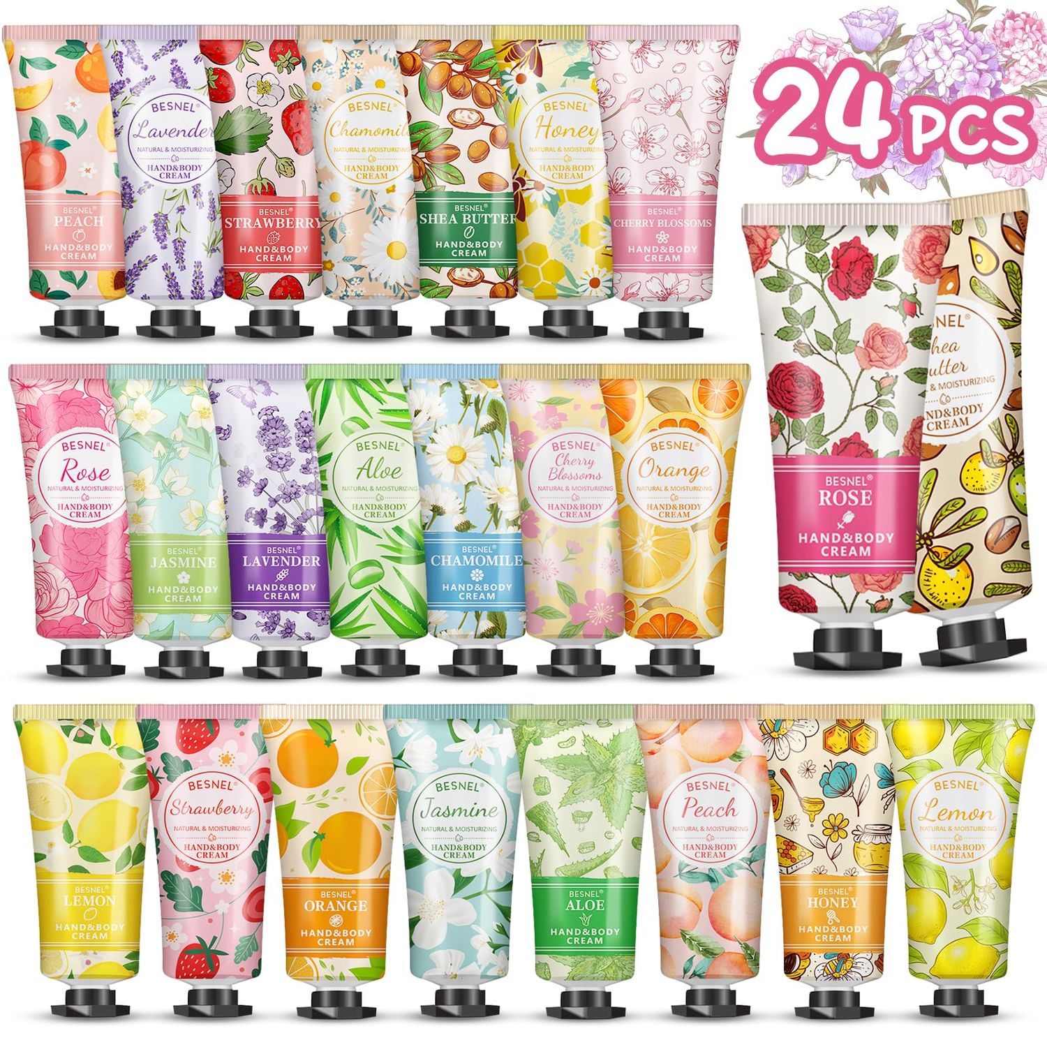 24 Pack Hand Cream Gifts Set For Women, Mini Hand Lotion Travel Size in Bulk for Dry Cracked Hands, Graduation Gifts, End of Year Teacher Appreciation Gifts, Thanksgiving Gifts, Party Favors