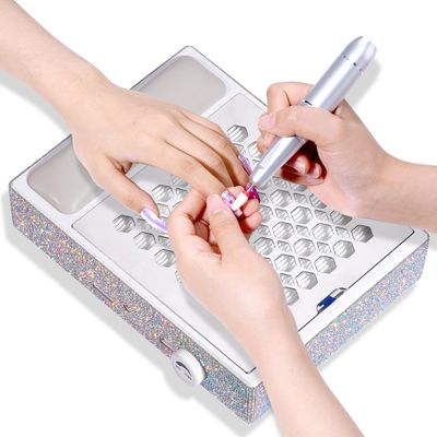 CHRISTINE SHELLY Rechargeable Nail Dust Collector Powerful 650PA 56W Nail Extractor Vacuum Suction Brushless Turbo Vent Fan Hand Pillow 30pcs Cotton Filter White Diamond