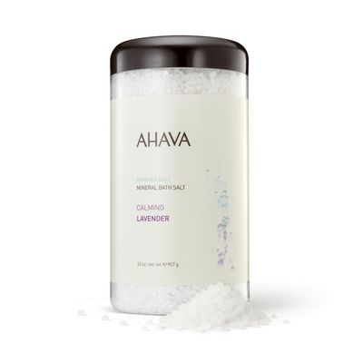 AHAVA Dead Sea Mineral Bath Salt, Calming Lavender - Intense Relaxation for Body &amp; Mind, Elevates Moisture, Softens &amp; Eases Sore Muscles, Enriched by Exclusive Dead Sea Salt &amp; Osmoter blend, 32 Oz